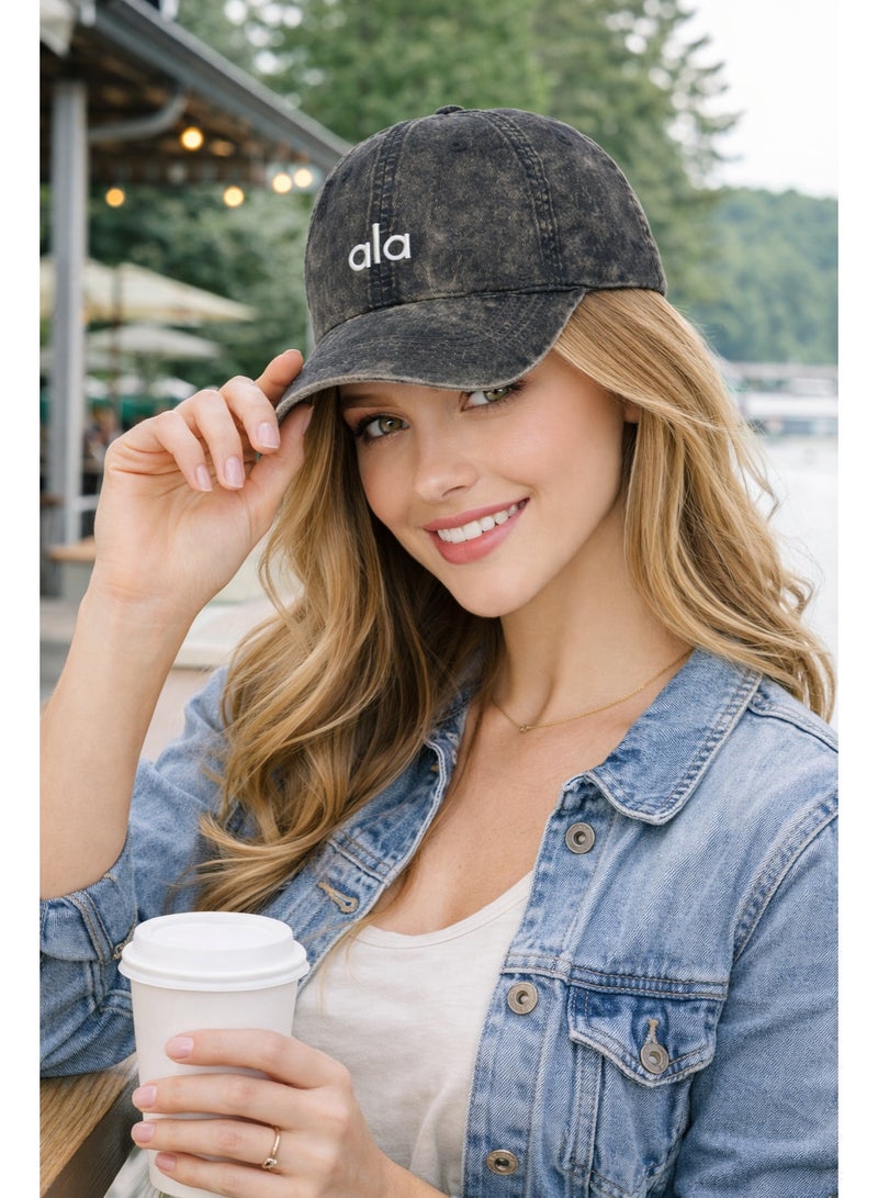 Vintage Washed Denim Baseball Cap – Unisex Adjustable Casual Hat with Embroidered Logo - Image 2